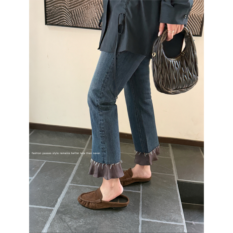 Jojo's Private Collection|Eight-Way Stretch Plus-Size Pants, Autumn Slimming Acetate Frayed Hem Patchwork Flared Jeans Mk15009 Jojo's Private Collection|Eight-Way Stretch Plus-Size Pants, Autumn Slimming Acetate Frayed Hem Patchwork Flared Jeans Mk15009