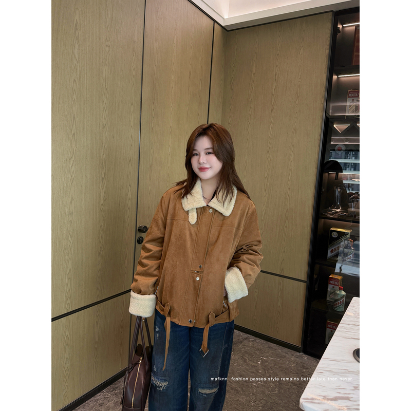 Qiaoqiao's Private Clothing | Imitation Sheepskin + 90% White Duck down Plus-Size Women's Color-Blocked Lamb Wool down Jacket Mk15790 Qiaoqiao's Private Clothing | Imitation Sheepskin + 90% White Duck down Plus-Size Women's Color-Blocked Lamb Wool down Jacket Mk15790