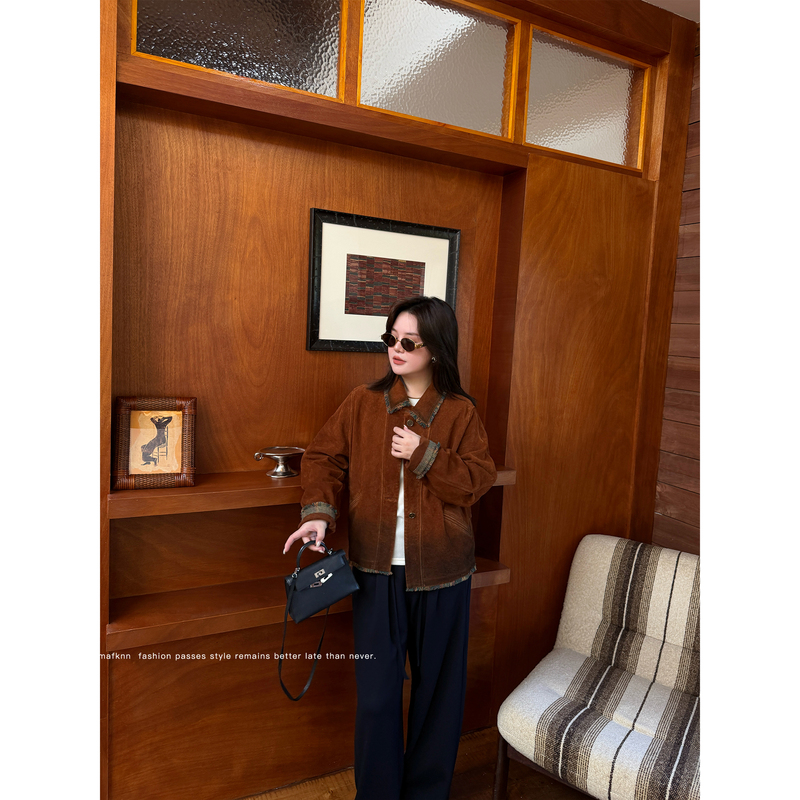 Jojo's Private Clothing |   100% Goat Leather Plus Size Women's Autum Lychee Pattern Long-Sleeved Leather Jacket Mk15422