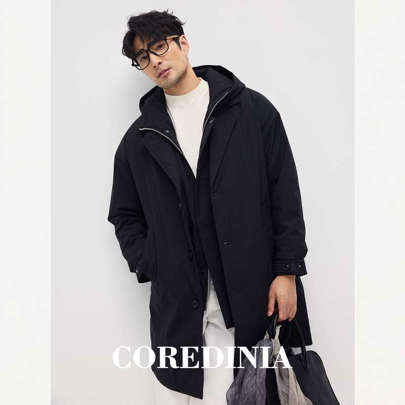 【Two-Piece Layered Trench Coat and down Jacket】2025 Winter New Men's High-End Mid-Length Hooded Goose down Jacket 【Two-Piece Layered Trench Coat and down Jacket】2025 Winter New Men's High-End Mid-Length Hooded Goose down Jacket