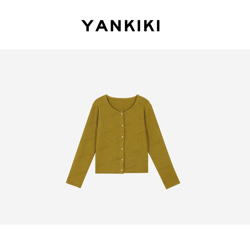 Ginger Yellow Wool Cardigan Yankiki 2026 Autum New Product New