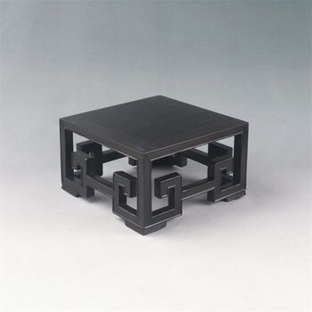 Purple sandalwood square solid wood bonsai vase antique flower table teapot ornaments jade wood carving mahogany base