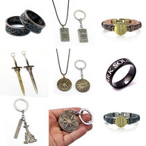  Game Dark Soul Black Soul 3 logo keychain Artelius weapon pendant Bracelet Ring ring mens jewelry