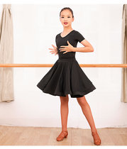 Girls Latin Dance Practice skirt Skirt Large skirt Fishbone skirt Body suit Performance costume Dance short skirt