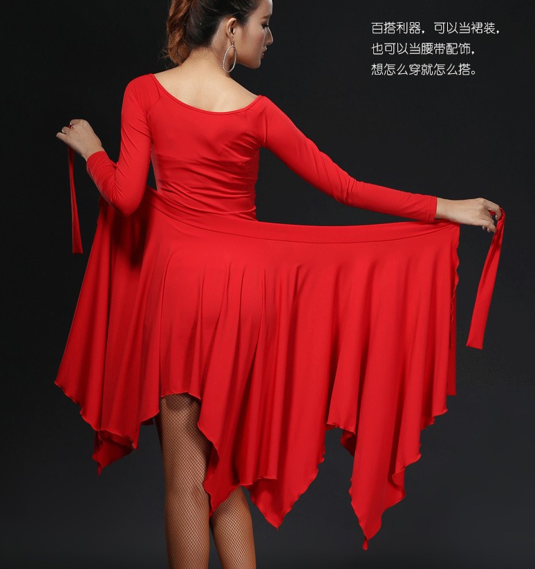 New Latin dance skirt waist scarf irregular lace skirt one piece skirt dance practice skirt hip scarf Latin performance clothes