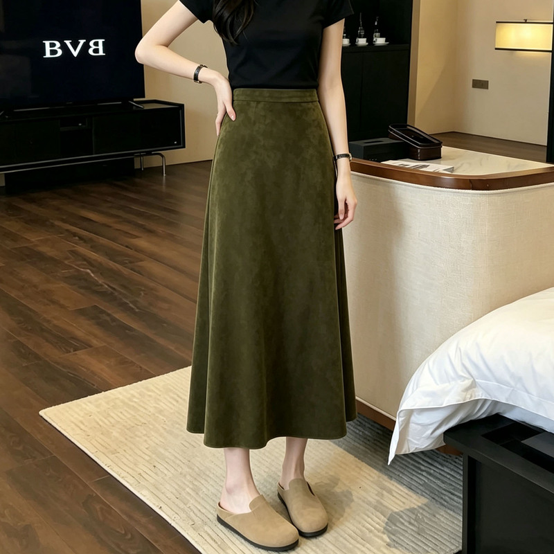 Retro Green High-End Skirt for Women 2026 Autum New High-Waisted Slim Long A-Line Skirt Versatile Long Skirt Retro Green High-End Skirt for Women 2026 Autum New High-Waisted Slim Long A-Line Skirt Versatile Long Skirt