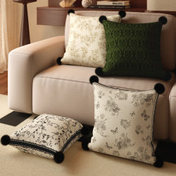 French Mid-Century Style Sofa Pillows, Living Room American Retro Atmosphere Cushion Set, Bed High-End Lumbar Support Cushion