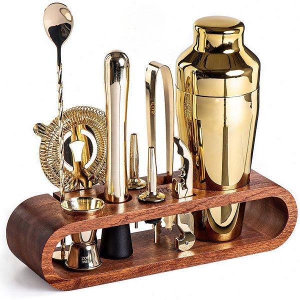 Factory promotional bartender set shaker glass cocktail mixing tools for professional bartenders