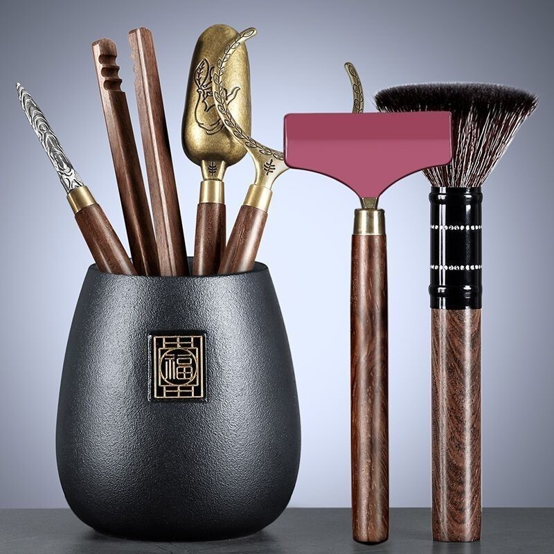 Tea Ceremony Six-Piece Set, Kung Fu Tea Set, Plastic Material, Tea Table, Tea Tools, Tea Knife, Tea Tongs, Brush Supplies Tea Ceremony Six-Piece Set, Kung Fu Tea Set, Plastic Material, Tea Table, Tea Tools, Tea Knife, Tea Tongs, Brush Supplies