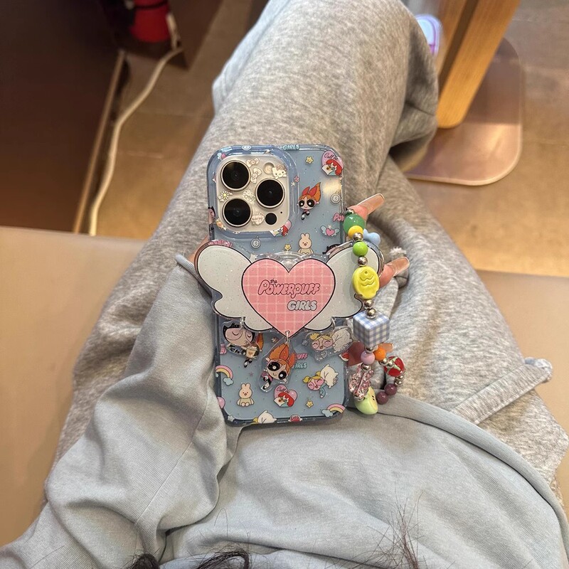 Japanese Eumeya Suitable for iPhone 18 Pro Max Phone Case with Glitter Rainbow Little Policewoman Design, Apple 17 Heart Wings Pendant Stand, 16 Pro Female 15 Cute 14P Semi-Transparent Silicone Anti-Drop Cover