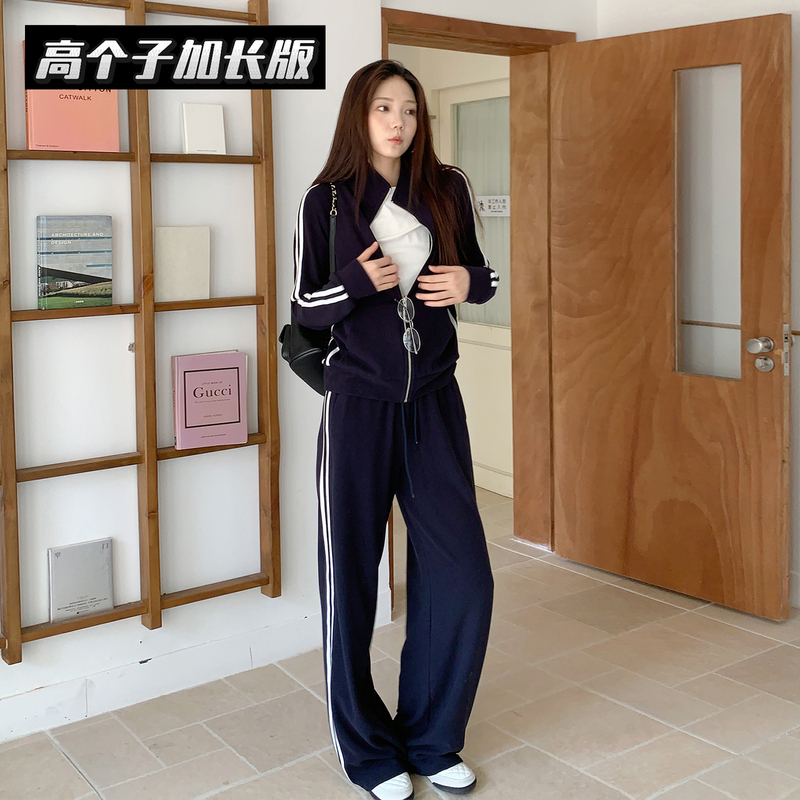 "Warm Suit" Set for Tall Women, Long Double-Sided Fleece, Comfortable Slim-Fit Jacket and Casual Pants Two-Piece Set for Women