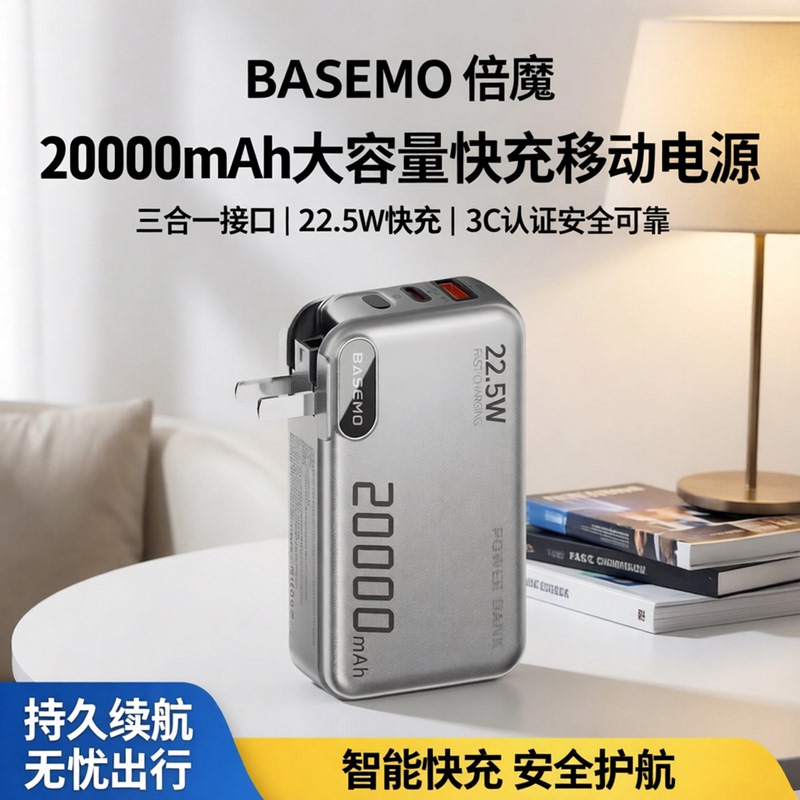 Beimo 20000Mah Power Bank Large Capacity Fast Charging Digital Display Foldable Plug Three-In-One Power Bank 3C Certified Beimo 20000Mah Power Bank Large Capacity Fast Charging Digital Display Foldable Plug Three-In-One Power Bank 3C Certified