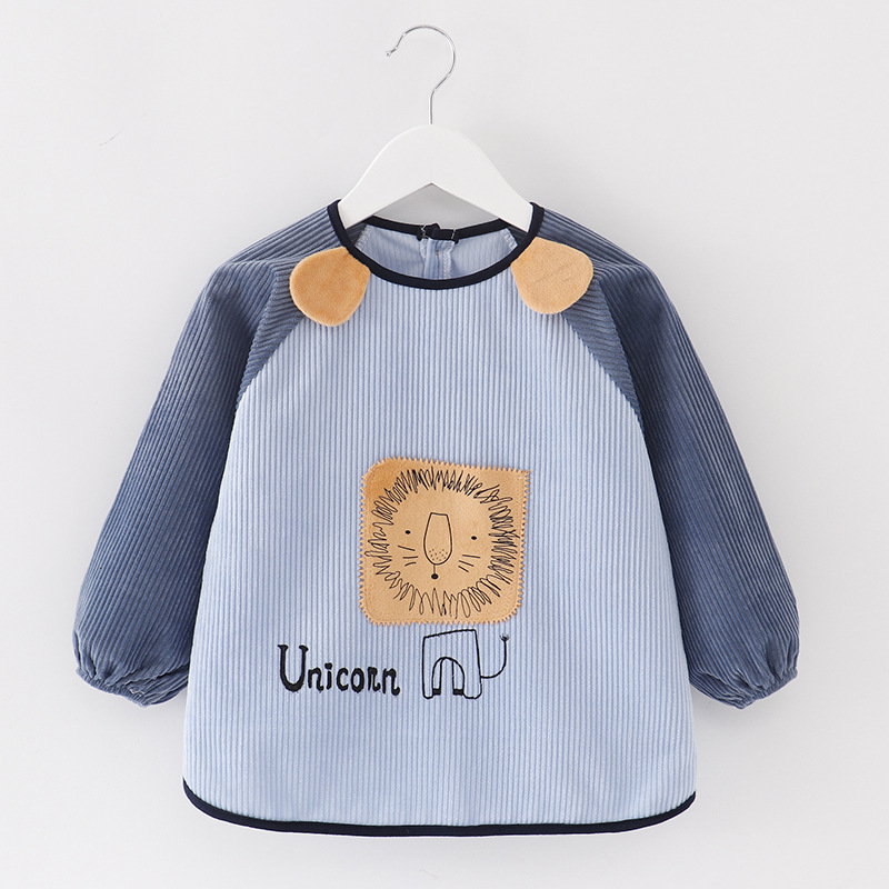 Coverall girls 2025 new winter waterproof and anti-dirty children's reverse wearing bib eating clothes crystal velvet baby apron