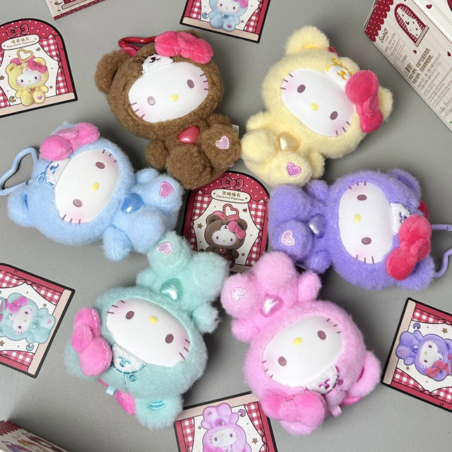 Hello Kitty Teddy Pajamas Vinyl Plush Pendant Blind Box Hello Kitty Doll Girls' Gift