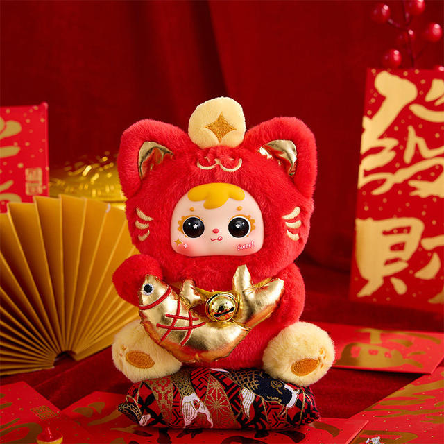 Samuel Three Little Cats Bring Wealth Series Plush Pendant Blind Box Lucky Cat Figurine New Year Gift