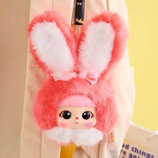 Kitten Cat Cub Candy Bean Colorful Rabbit Plush Pendant Blind Box Cute Doll Keychain Gift for Girls