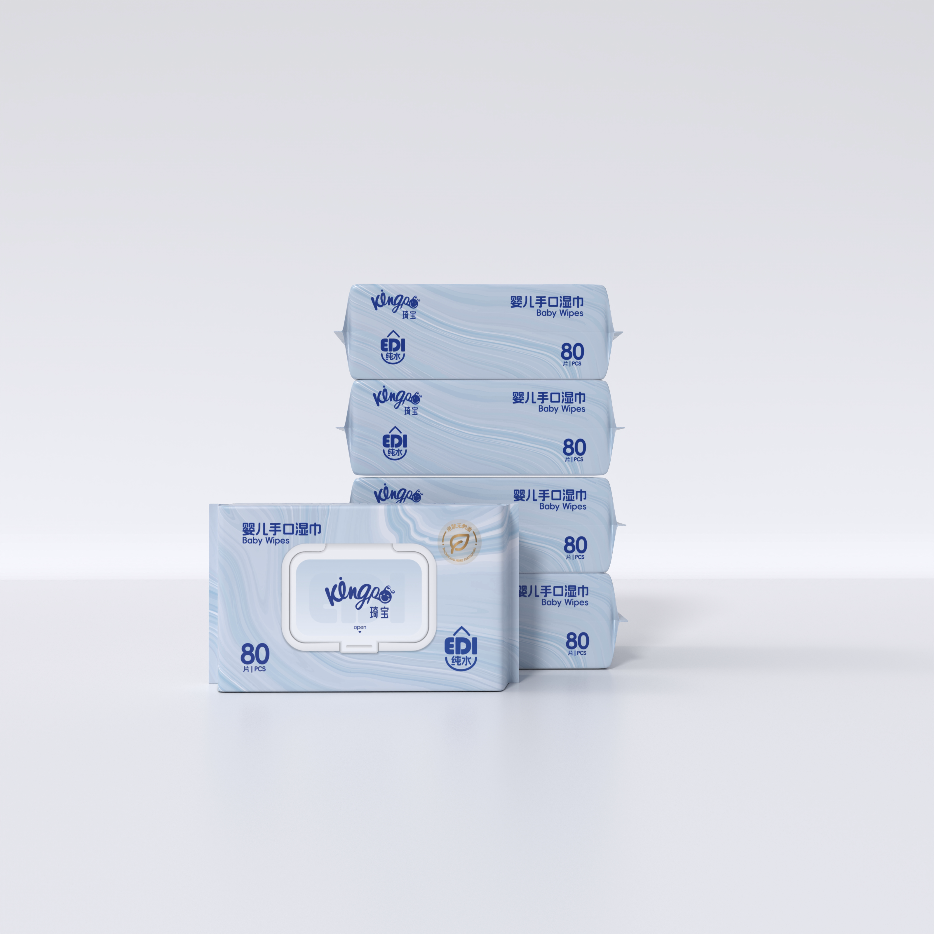 琦宝婴儿湿纸巾80抽无酒精加厚湿巾