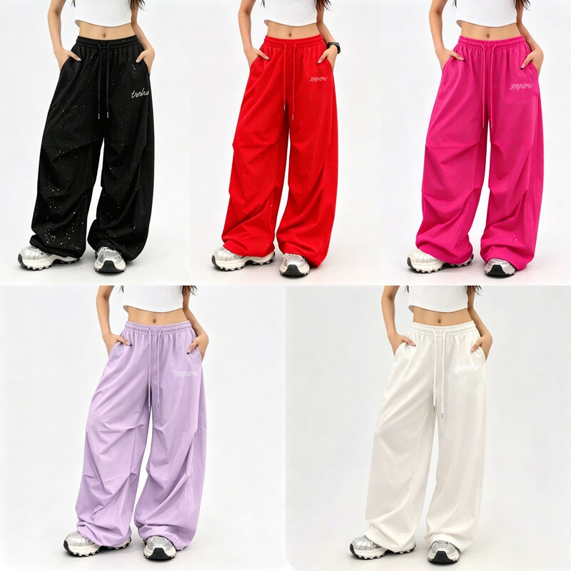 【K963】2026 New Style Silver-Embossed Starry Sky High-Waisted Loose Wide-Leg Sports Casual Pants 【K963】2026 New Style Silver-Embossed Starry Sky High-Waisted Loose Wide-Leg Sports Casual Pants
