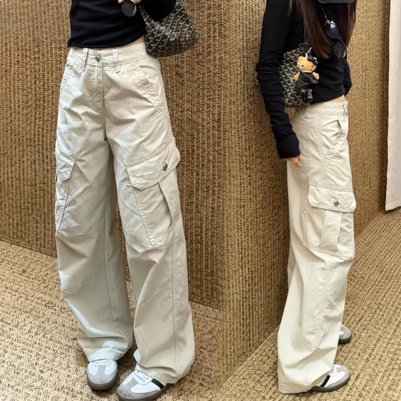 Beige Multi-Pocket Cargo Pants for Women, 2026 Summer New High-Waisted Slim-Fit Versatile Petite Casual Straight-Leg Pants Beige Multi-Pocket Cargo Pants for Women, 2026 Summer New High-Waisted Slim-Fit Versatile Petite Casual Straight-Leg Pants