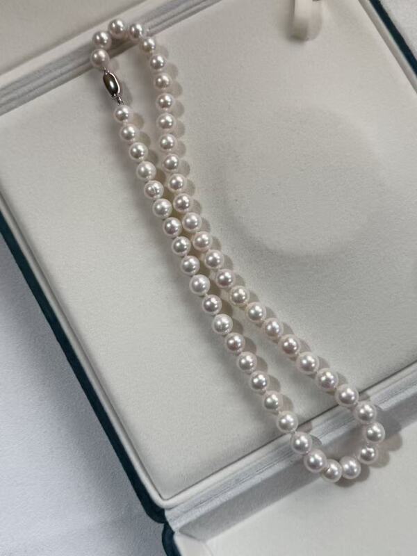 [Haide Pearl] 925 Silver 8-10mm Freshwater Round Nucleated Pearl Necklace