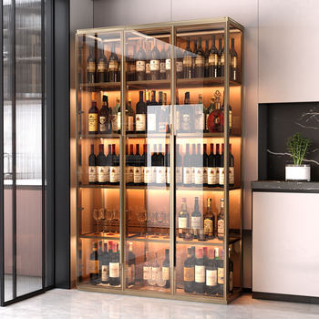Customized high-end light luxury tempered glass wine cabinet combination display cabinet restaurant embedded in living room storage storage cabinet against the wall