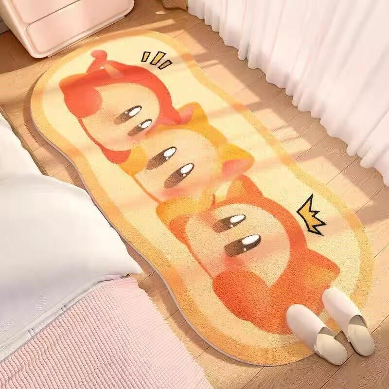 Star Kirby imitation cashmere love bedside blanket bedroom floor mat special-shaped carpet living room long non-slip carpet