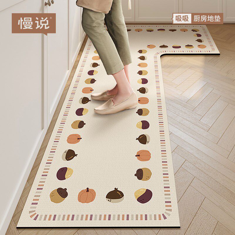 Simple cartoon kitchen special floor mats for home use, dirt-resistant, anti-slip, anti-oil, wash-free carpets, bathroom water-absorbent and quick-drying floor mats