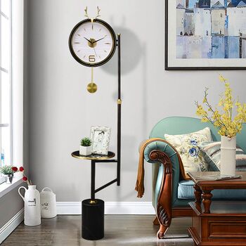 Modern light luxury floor clock clock for home living room simple pure copper nordic high-end clock silent villa large clock