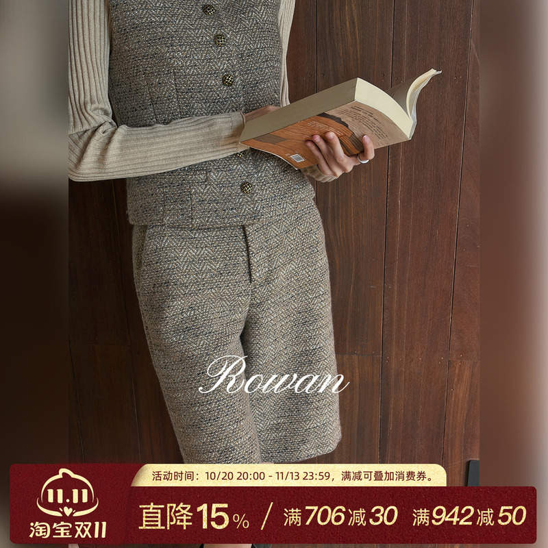 Rowan丨【Quiet Luxury Old Money Style】Wool Tweed Vest Jacket Women's Autumn and Winter Mid-Length Pants Autumn and Winter Set Rowan丨【Quiet Luxury Old Money Style】Wool Tweed Vest Jacket Women's Autumn and Winter Mid-Length Pants Autumn and Winter Set