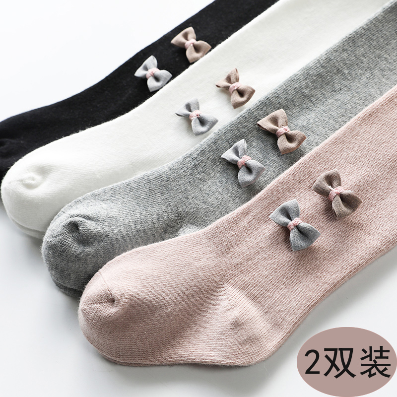 Girls wear foreign children pantyhose spring and autumn baby pants winter plus velvet thick children's socks outside the leggings