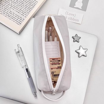 2025 Trending Stationery Box, Cream-Colored Small Square, Soft and Drop-Resistant, Storage Pencil Case, Lightweight and Simple, Japanese-Style Stationery Box