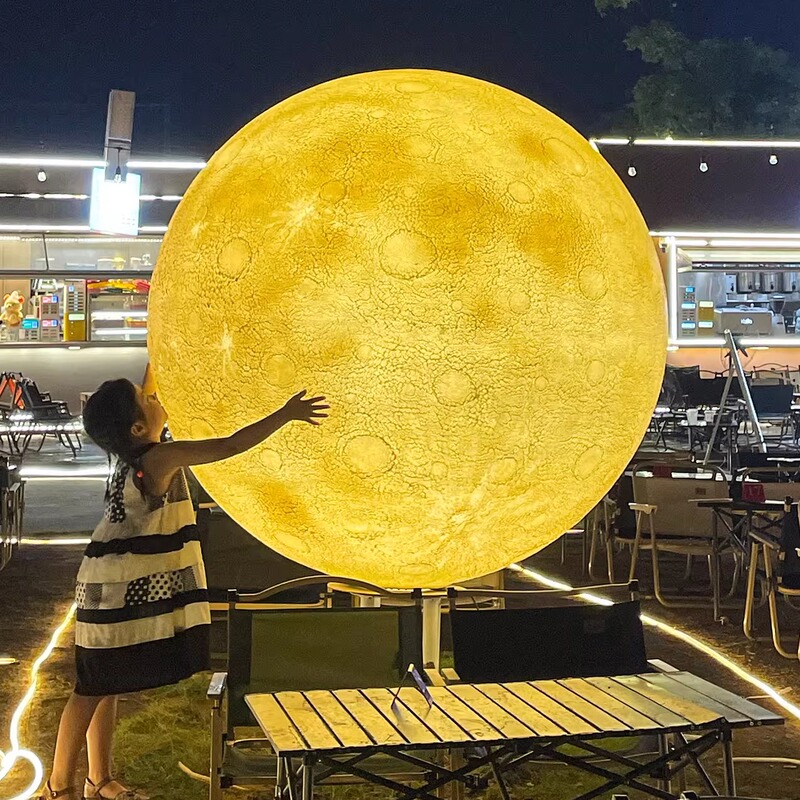 3D Crater Moon Lamp Floor-Standing Outdoor Waterproof Moon Lamp Extra Large Luminous Sphere Solar Garden Planet Lamp