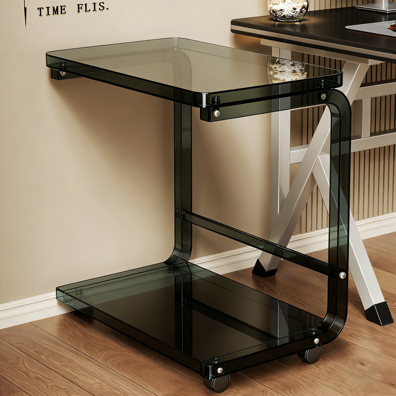 Computer Host Bracket Storage Rack, Movable Floor-Standing Desktop Chassis Base Rack, Under-Desk Double-Layer Wheeled Storage Rack