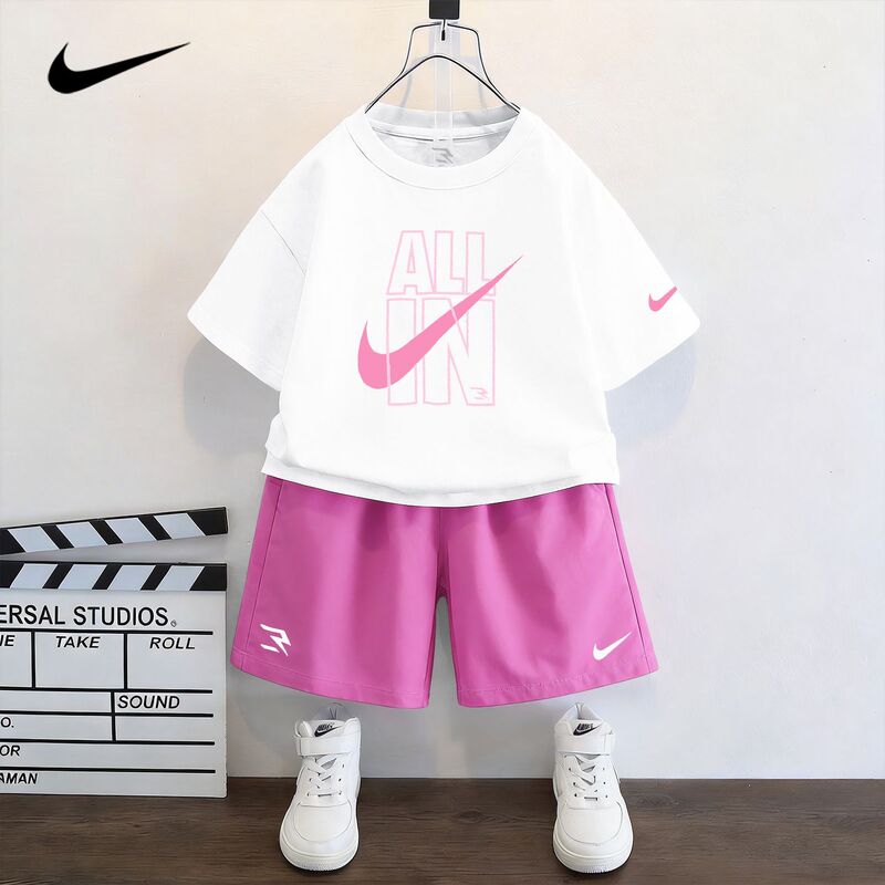 Nike Children's Clothing 2026 New Children's Shorts Boys' Spring and Summer Set Short-Sleeve T-Shirt Girls' Super Stylish Nike Children's Clothing 2026 New Children's Shorts Boys' Spring and Summer Set Short-Sleeve T-Shirt Girls' Super Stylish