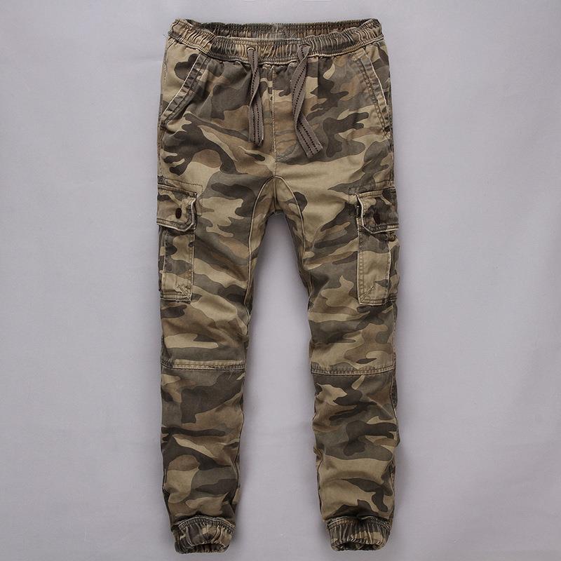 Vintage Men's Camouflage Workwear Casual Sports Large Size Men's Pants Elastic Cotton Washed Jogger Pants