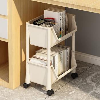 Desk storage shelf movable floor-standing dormitory table under the table cart simple children's small bookcase with pulleys multi-layer