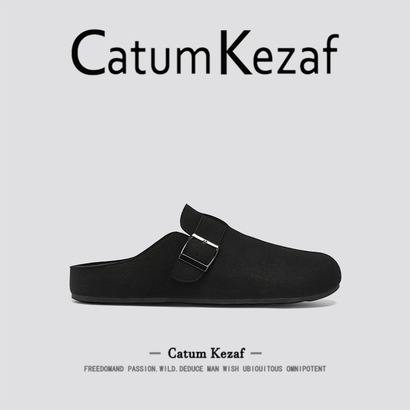 [Convenient for Going Out] American Catumkezaf Slip-On Black Birkenstock Shoes for Men, New Spring Style, Outdoor Half-Slippers