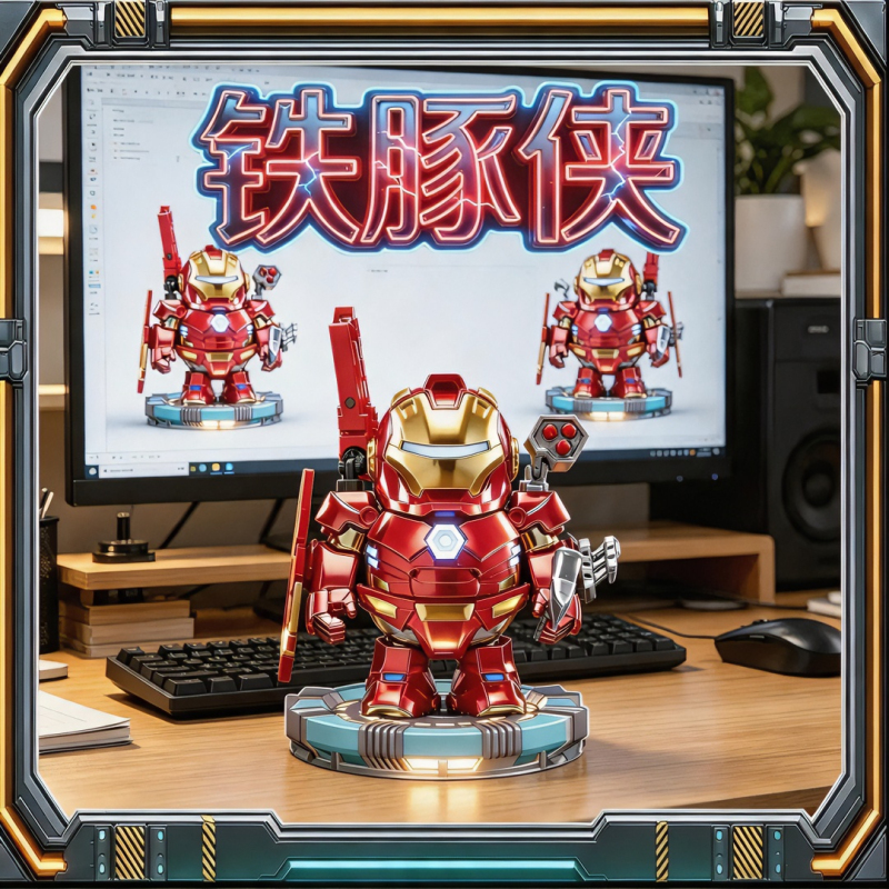 New Kapibara Cosplay Iron Man Glowing Magnetic Mecha Cute Desktop Ornament Movie Merchandise Figure