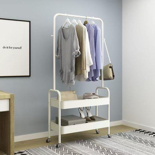 Floor-standing clothes rack, coat rack, movable balcony clothes rack, indoor simple clothes rack, storage rack