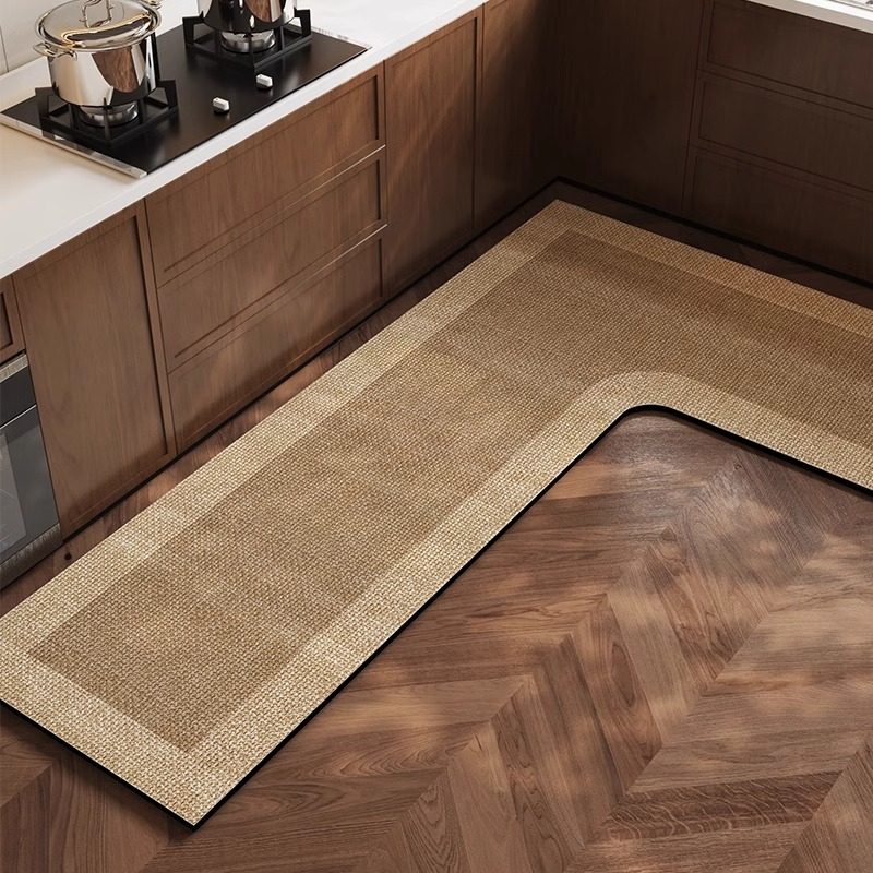 Kitchen floor mats are non-slip, oil-proof, wipeable, washable, dirt-resistant and waterproof, special carpets with 7-character L-shaped absorbent corner foot mats
