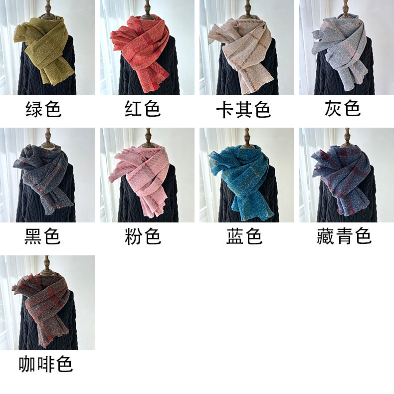 Plaid Cashmere Scarf: 1-Piece Tassel Shawl Winter Wrap - Taobao product photo 7