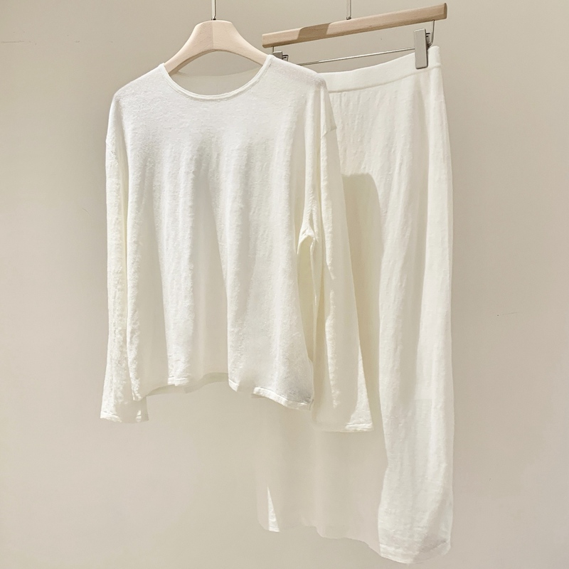 Xiaohe Original! Herbalife Zp Yarn~ Bamboo Texture Linen Suit Knitted Long-Sleeve Blouse + Seamless Skirt Xiaohe Original! Herbalife Zp Yarn~ Bamboo Texture Linen Suit Knitted Long-Sleeve Blouse + Seamless Skirt