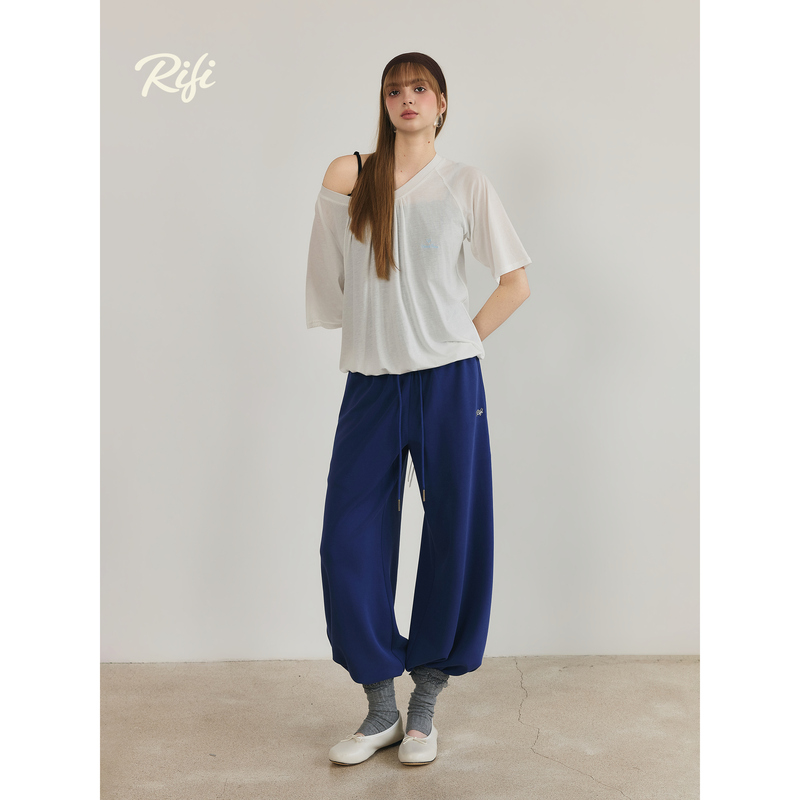 [Same Style as Zhao Lusi] Rifi/ "Pleated Collarbone T-Shirt" Tencel Cool-Feeling Summer Work Commute Short-Sleeve T-Shirt Cover-Up