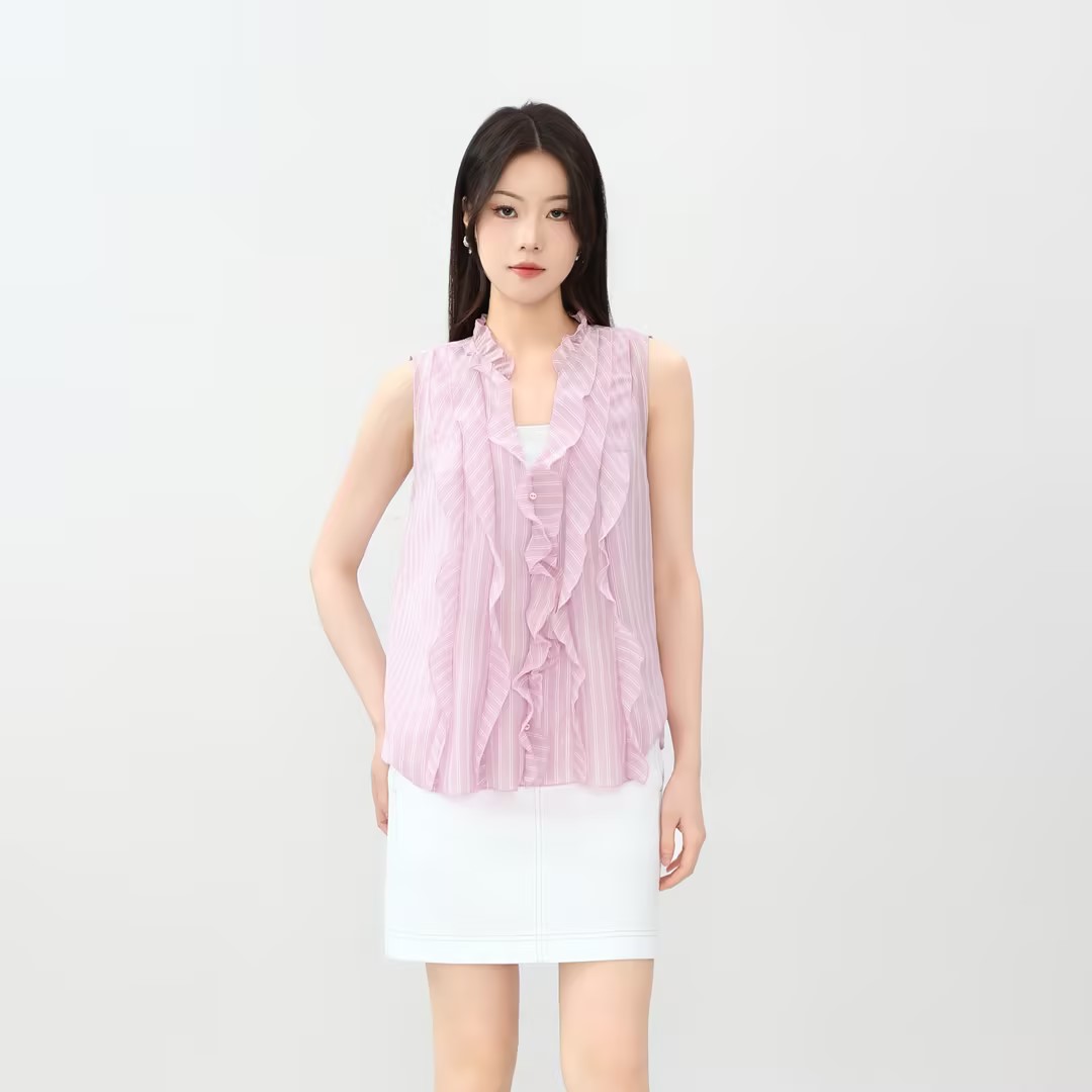 AMASS/阿玛施春夏新款千金风时尚百搭显瘦V领无袖衬衫 530122、-淘宝Taobao | 天猫Tmall
