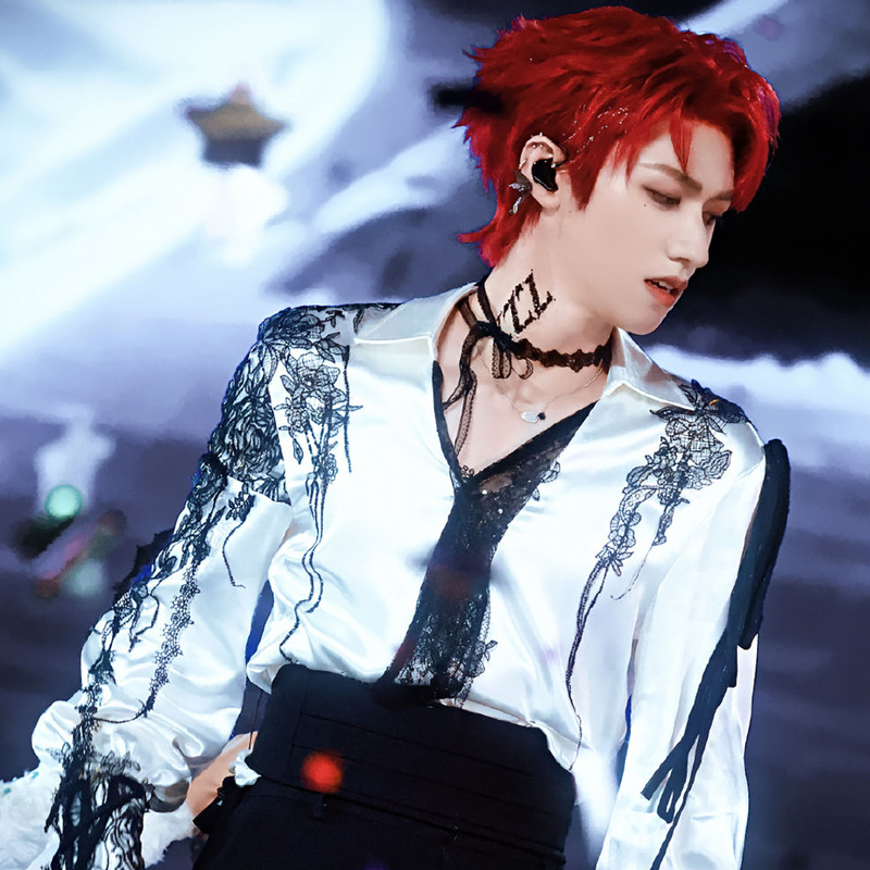 Zhu Zhixin Celebrity-Style Black and White Color-Blocking Lace Ribbon Men's Shirt Satin Evening Party Boy Group Stage Performance Shirt Zhu Zhixin Celebrity-Style Black and White Color-Blocking Lace Ribbon Men's Shirt Satin Evening Party Boy Group Stage Performance Shirt