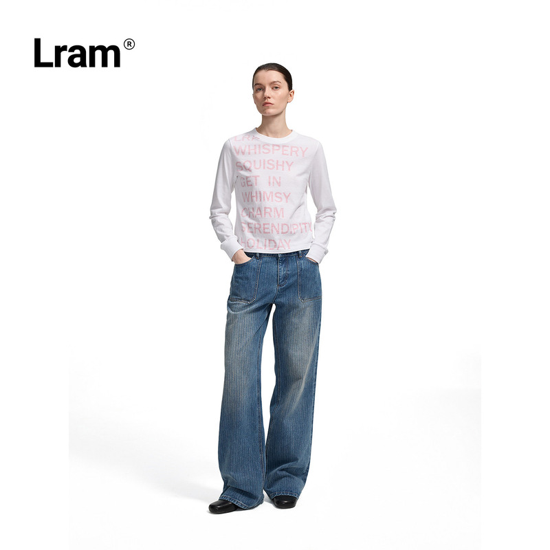 Lram Bamboo Denim Texture Washed Denim Slightly Stretchy Straight Workwear Back Pocket Trousers Lm2530478 Lram Bamboo Denim Texture Washed Denim Slightly Stretchy Straight Workwear Back Pocket Trousers Lm2530478