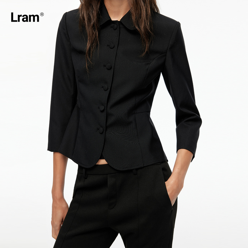 Lram Wool Blend Tailored Waist-Cinching Doll Collar Three-Quarter Sleeve Short Blazer Ethnic Clothing Lm2630570 Lram Wool Blend Tailored Waist-Cinching Doll Collar Three-Quarter Sleeve Short Blazer Ethnic Clothing Lm2630570