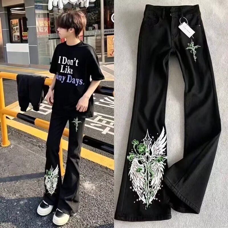 26 New Cross-Print Luxury Trendy Brand Jeans High Street American Style Unisex Fashion Summer Long Pants Flared Pants 26 New Cross-Print Luxury Trendy Brand Jeans High Street American Style Unisex Fashion Summer Long Pants Flared Pants