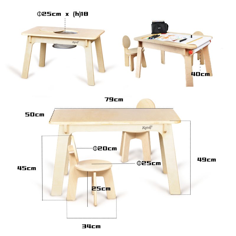 Solid wood design, simple baby and children's table and chair combination, multi-functional storage table, building block table, study table, toy table