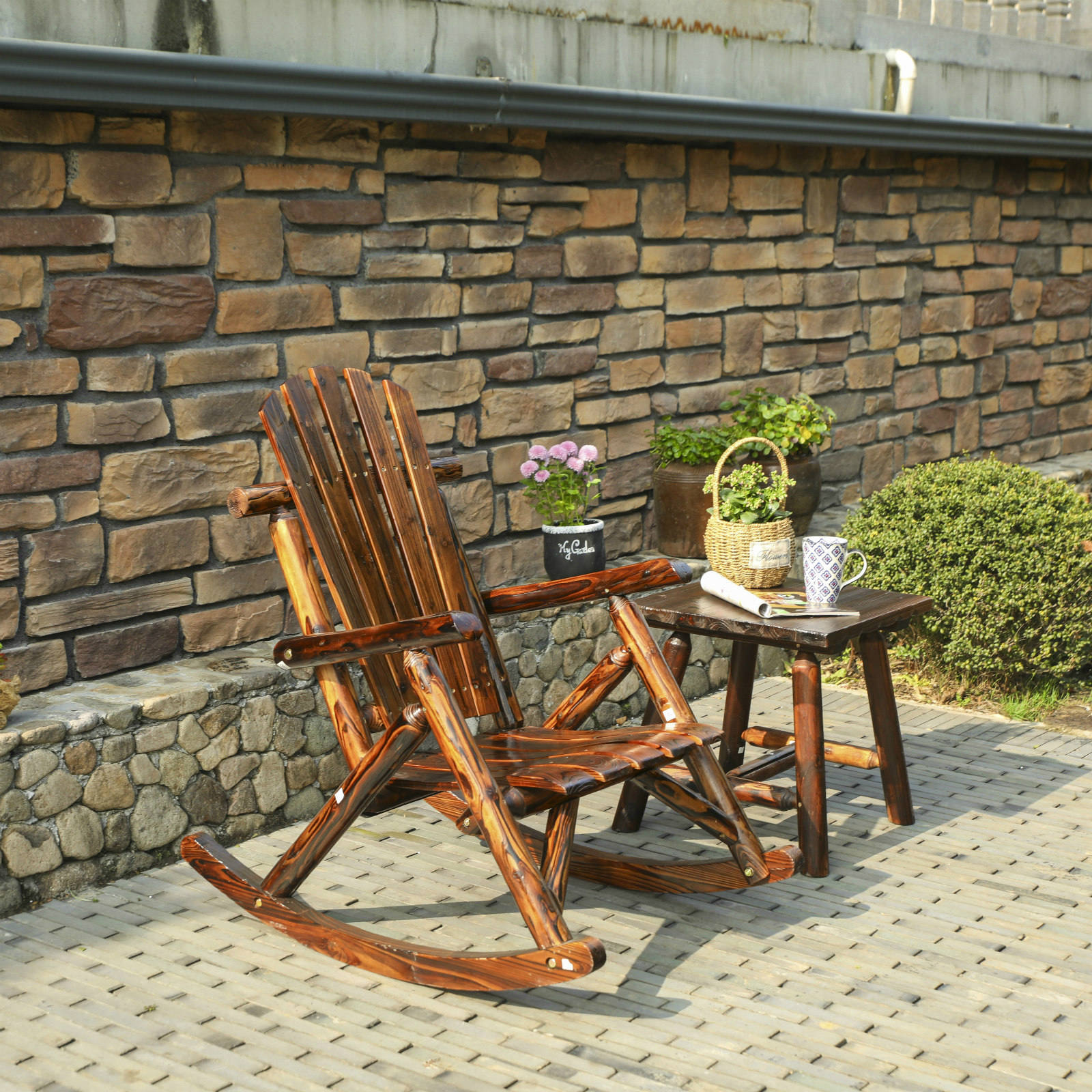 Full Wood Sloth Rocking Chair Lounge Chair Patio Garden Garden Balcony Adult Rocking Chair Solid Wood Casual Rocking Chair Sofa